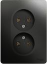 Schneider Electric Glossa GSL000720 Розетка двойная без заземляющего контакта (16 А, в сборе, скрытая установка, антрацит)
