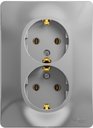 Schneider Electric Glossa GSL000324 Розетка двойная с заземляющим контактом (16 А, в сборе, скрытая установка, алюминий)