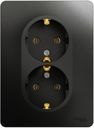 Schneider Electric Glossa GSL000724 Розетка двойная с заземляющим контактом (16 А, в сборе, скрытая установка, антрацит)