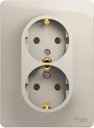 Schneider Electric Glossa GSL000924 Розетка двойная с заземляющим контактом (16 А, в сборе, скрытая установка, молоко)