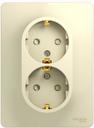 Schneider Electric Glossa GSL000226 Розетка двойная с заземляющим контактом и шторками (16 А, в сборе, скрытая установка, бежевая)