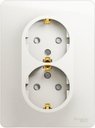 Schneider Electric Glossa GSL000626 Розетка двойная с заземляющим контактом и шторками (16 А, в сборе, скрытая установка, перламутр)