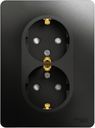 Schneider Electric Glossa GSL000726 Розетка двойная с заземляющим контактом и шторками (16 А, в сборе, скрытая установка, антрацит)