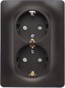 Schneider Electric Glossa GSL000826 Розетка двойная с заземляющим контактом и шторками (16 А, в сборе, скрытая установка, шоколад)