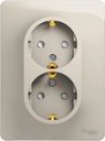Schneider Electric Glossa GSL000926 Розетка двойная с заземляющим контактом и шторками (16 А, в сборе, скрытая установка, молоко)