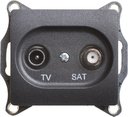 Schneider Electric Glossa GSL000798 Розетка телевизионная проходная (TV+SAT, под рамку, скрытая установка, антрацит)