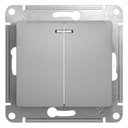 Schneider Electric Glossa GSL000353 Выключатель двухклавишный с подсветкой (10 А, под рамку, скрытая установка, алюминий)