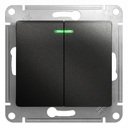 Schneider Electric Glossa GSL000753 Выключатель двухклавишный с подсветкой (10 А, под рамку, скрытая установка, антрацит)
