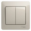 Schneider Electric Glossa GSL000952 Выключатель двухклавишный (10 А, в сборе, скрытая установка, молоко)