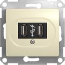 Schneider Electric Glossa GSL000232 Розетка USB (2xUSB, под рамку, скрытая установка, бежевая)