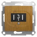 Schneider Electric Glossa GSL000532 Розетка USB (2xUSB, под рамку, скрытая установка, дуб)