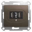 Schneider Electric Glossa GSL000832 Розетка USB (2xUSB, под рамку, скрытая установка, шоколад)