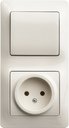 Schneider Electric Glossa GSL000260 Блок комбинированный вертикальный (1 кл.+1 роз., 6+16 А, в сборе, скрытая установка, бежевый)