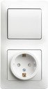 Schneider Electric Glossa GSL000170 Блок комбинированный вертикальный (1 кл.+1 роз., 6+16 А, в сборе, с/у, з/к, шторки, белый)