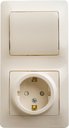 Schneider Electric Glossa GSL000270 Блок комбинированный вертикальный (1 кл.+1 роз., 6+16 А, в сборе, с/у, з/к, шторки, бежевый)
