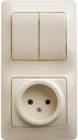 Schneider Electric Glossa GSL000272 Блок комбинированный вертикальный (2 кл.+1 роз., 6+16 А, в сборе, скрытая установка, бежевый)