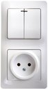 Schneider Electric Glossa GSL000173 Блок комбинированный вертикальный (2 кл.+1 роз., 6+16 А, в сборе, с/у, подсветка, белый)
