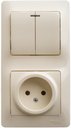 Schneider Electric Glossa GSL000273 Блок комбинированный вертикальный (2 кл.+1 роз., 6+16 А, в сборе, с/у, подсветка, бежевый)