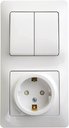 Schneider Electric Glossa GSL000174 Блок комбинированный вертикальный (2 кл.+1 роз., 6+16 А, в сборе, с/у, з/к, шторки, белый)