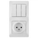 Schneider Electric Glossa GSL000176 Блок комбинированный вертикальный (3 кл.+1 роз., 6+16 А, в сборе, скрытая установка, белый)