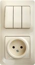 Schneider Electric Glossa GSL000276 Блок комбинированный вертикальный (3 кл.+1 роз., 6+16 А, в сборе, скрытая установка, бежевый)