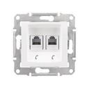 Schneider Electric Sedna SDN4201121 Розетка телефонная (RJ11+RJ11, под рамку, скрытая установка, белая)