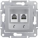Schneider Electric Sedna SDN4201160 Розетка телефонная (RJ11+RJ11, под рамку, скрытая установка, алюминий)