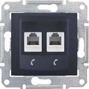 Schneider Electric Sedna SDN4201170 Розетка телефонная (RJ11+RJ11, под рамку, скрытая установка, графит)