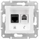 Schneider Electric Sedna SDN5100121 Розетка комбинированная (RJ11+RJ45, cat.5e, под рамку, скрытая установка, белая)