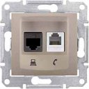 Schneider Electric Sedna SDN5100168 Розетка комбинированная (RJ11+RJ45, cat.5e, под рамку, скрытая установка, титан)