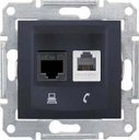 Schneider Electric Sedna SDN5100170 Розетка комбинированная (RJ11+RJ45, cat.5e, под рамку, скрытая установка, графит)