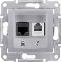 Schneider Electric Sedna SDN5200160 Розетка комбинированная (RJ11+RJ45, cat.6, под рамку, скрытая установка, алюминий)