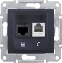 Schneider Electric Sedna SDN5200170 Розетка комбинированная (RJ11+RJ45, cat.6, под рамку, скрытая установка, графит)