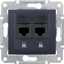 Schneider Electric Sedna SDN4400170 Розетка компьютерная (2xRJ45, cat.5e, UTP, под рамку, скрытая установка, графит)
