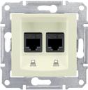 Schneider Electric Sedna SDN4600147 Розетка компьютерная (2xRJ45, cat.5e, STP, под рамку, скрытая установка, бежевая)
