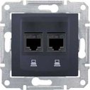 Schneider Electric Sedna SDN4600170 Розетка компьютерная (2xRJ45, cat.5e, STP, под рамку, скрытая установка, графит)