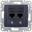 Schneider Electric Sedna SDN4800170 Розетка компьютерная (2xRJ45, cat.6, UTP, под рамку, скрытая установка, графит)