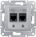 Schneider Electric Sedna SDN5000160 Розетка компьютерная (2xRJ45, cat.6, STP, под рамку, скрытая установка, алюминий)