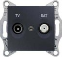 Schneider Electric Sedna SDN3401270 Розетка телевизионная проходная (TV+SAT, 8 дБ, под рамку, скрытая установка, графит)
