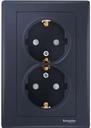 Schneider Electric Sedna SDN3000770 Розетка двойная с заземляющим контактом (16 А, в сборе, шторки, скрытая установка, графит)