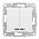 Schneider Electric Sedna SDN0300321 Выключатель двухклавишный с синей подсветкой (10 А, под рамку, скрытая установка, белый)