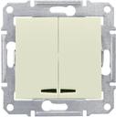 Schneider Electric Sedna SDN0300347 Выключатель двухклавишный с синей подсветкой (10 А, под рамку, скрытая установка, бежевый)