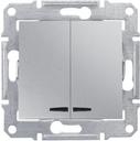 Schneider Electric Sedna SDN0300360 Выключатель двухклавишный с синей подсветкой (10 А, под рамку, скрытая установка, алюминий)