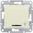 Schneider Electric Sedna SDN1800147 Выключатель однокнопочный "Свет" с синей подсветкой (10 А, под рамку, скрытая установка, бежевый)