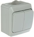 Schneider Electric Этюд BA10-042C Выключатель двухклавишный (10 А, в сборе, открытая установка, IP44, серый)