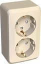 Schneider Electric Этюд PA16-008K Розетка двойная с заземляющим контактом и шторками (16 А, в сборе, открытая установка, кремовая)