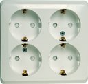 Schneider Electric Этюд PA16-208B Розетка четырехместная с заземляющим контактом и шторками (16 А, в сборе, открытая установка, белая)