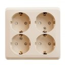 Schneider Electric Этюд PA16-208K Розетка четырехместная с заземляющим контактом и шторками (16 А, в сборе, открытая установка, кремовая)