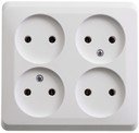 Schneider Electric Этюд PA16-205B Розетка четырехместная без заземляющего контакта (16 А, в сборе, открытая установка, белая)