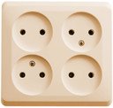 Schneider Electric Этюд PA16-205K Розетка четырехместная без заземляющего контакта (16 А, в сборе, открытая установка, кремовая)